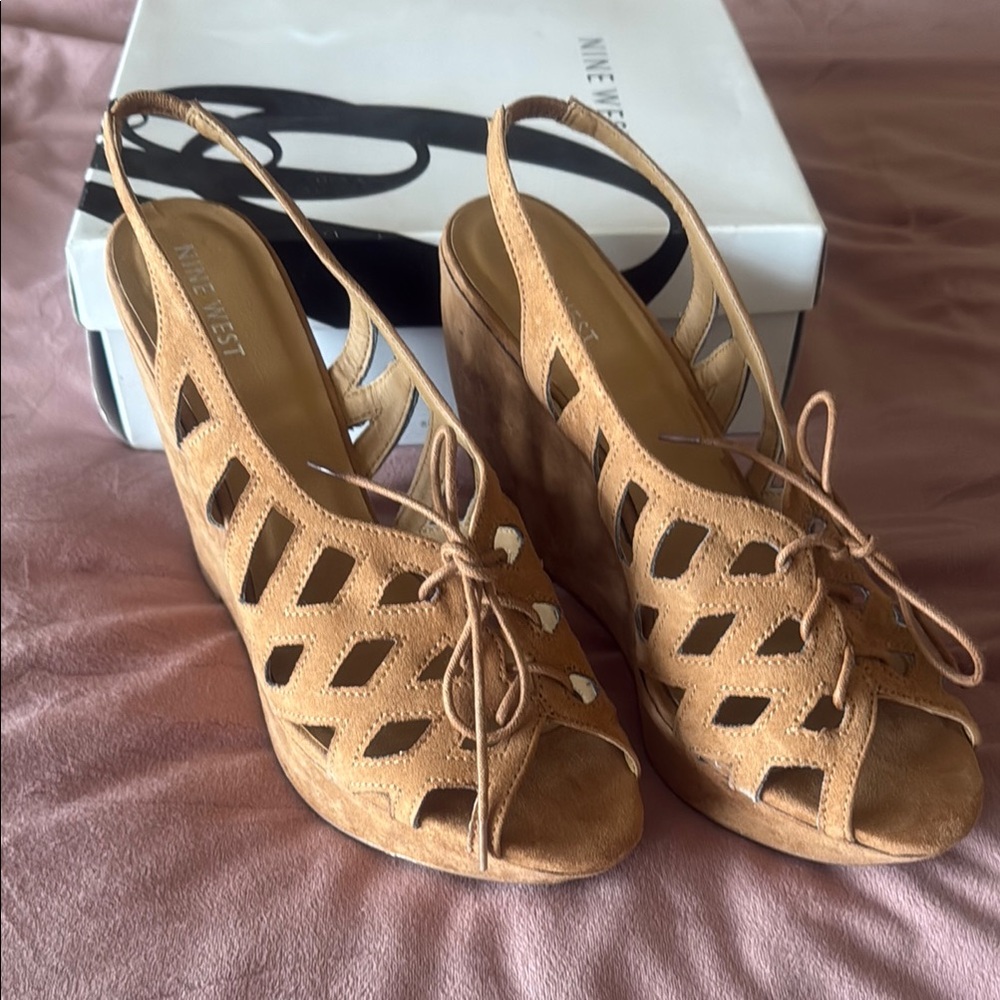 Nine West Tan Wedge Sandals